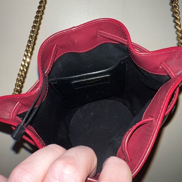 Red saint laurent tabitha hard leather bucket bag small - Picture 5 of 10